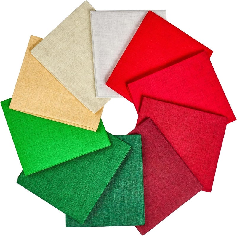 craftido - 11 Options Solids with Tweed Tonals - Assorted Color Cotton Quilting Fabric Bundles 10pcs Fat Quarters 18"x21" - Medium Weight 5.2oz - for Quilting, Sewing and Crafts - Happy Holiday - Image 2